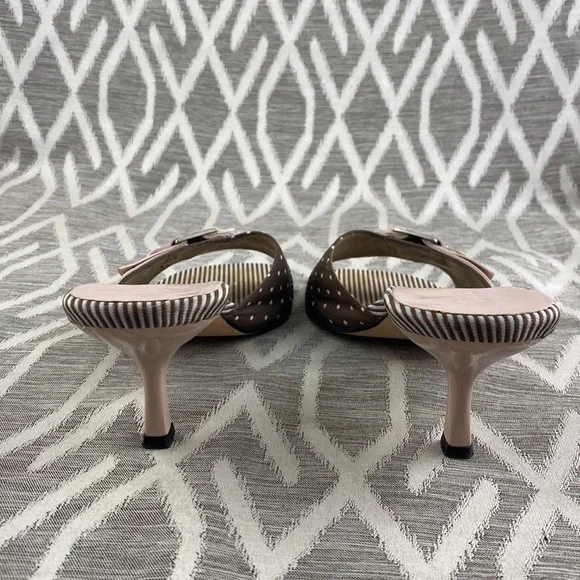 Vaneli Kitten Heel Mules Polka Dot Brown & Pink 8 - Picture 4 of 5